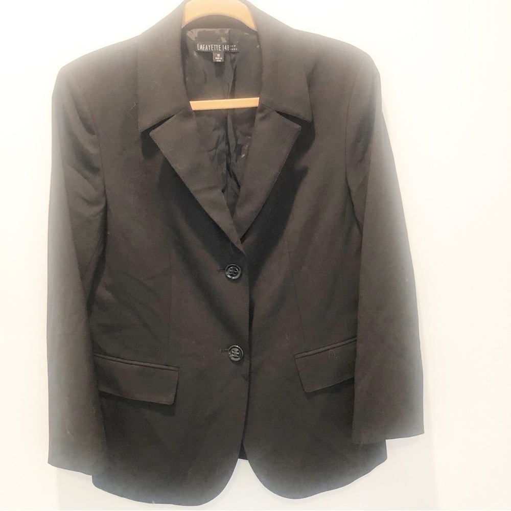 Lafayette 148 Black Worsted Wool Blazer size 10